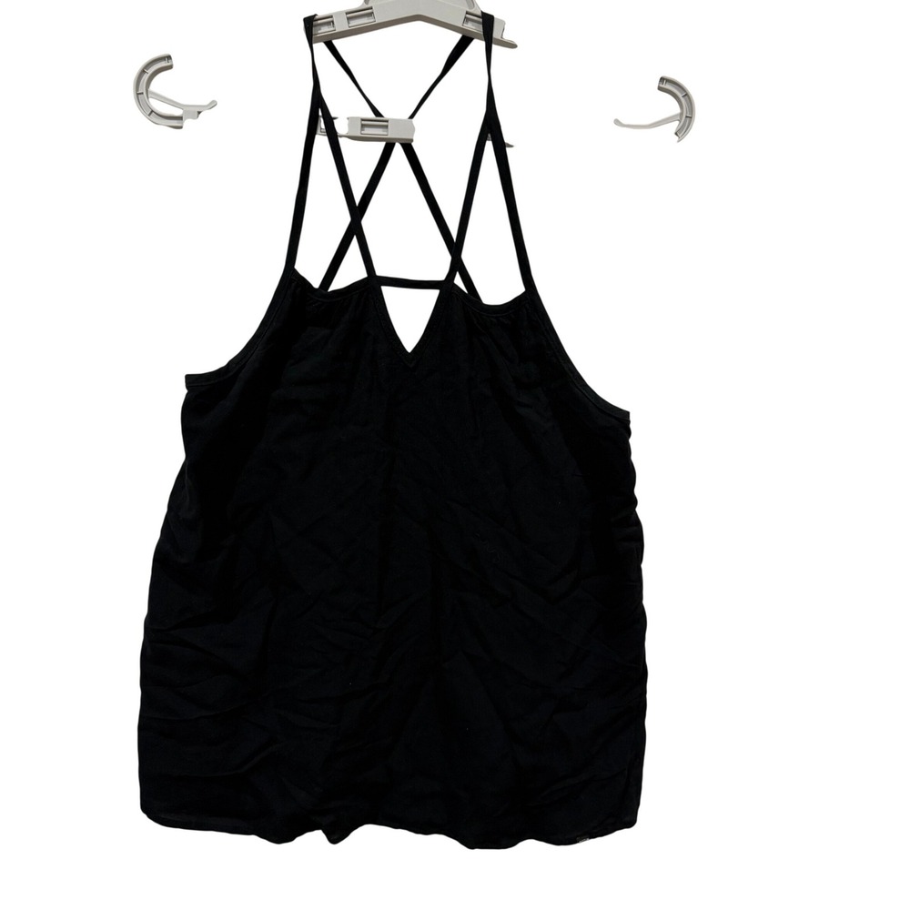 Oakley‎ Womens Black Strappy Cage Neck Crisscross Back Rayon Camisole Tank Top